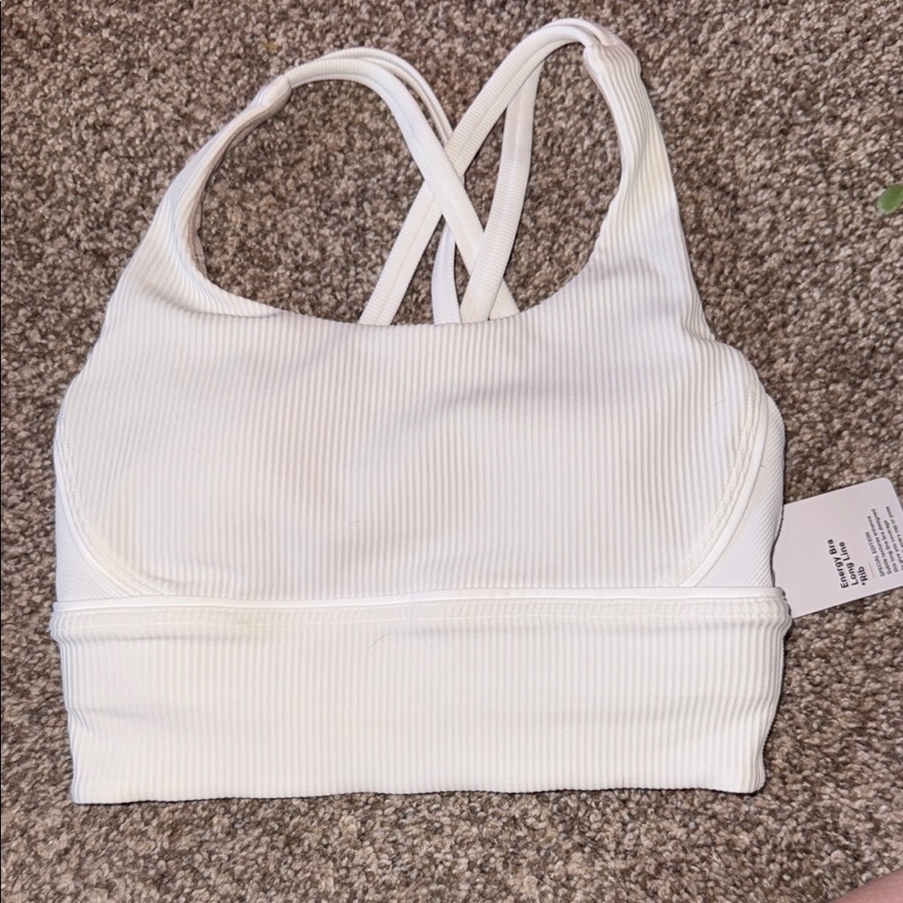 Lululemon White Sports Bra with Ribbed Texture